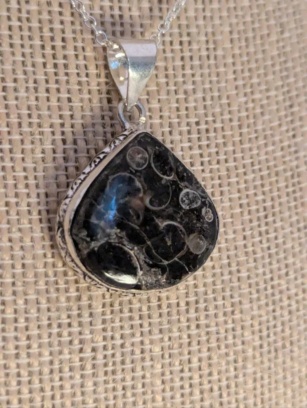 Turritella Fossil Agate Sterling Silver Pendant P052926-03